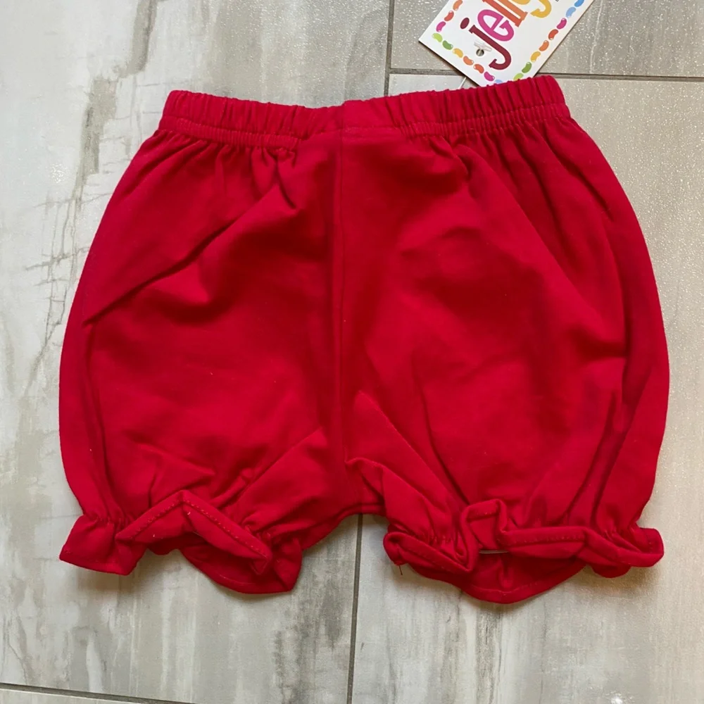 NWT JellyBean Red and White Striped Classic Swing Top and Bubble Shorts Set, 3M